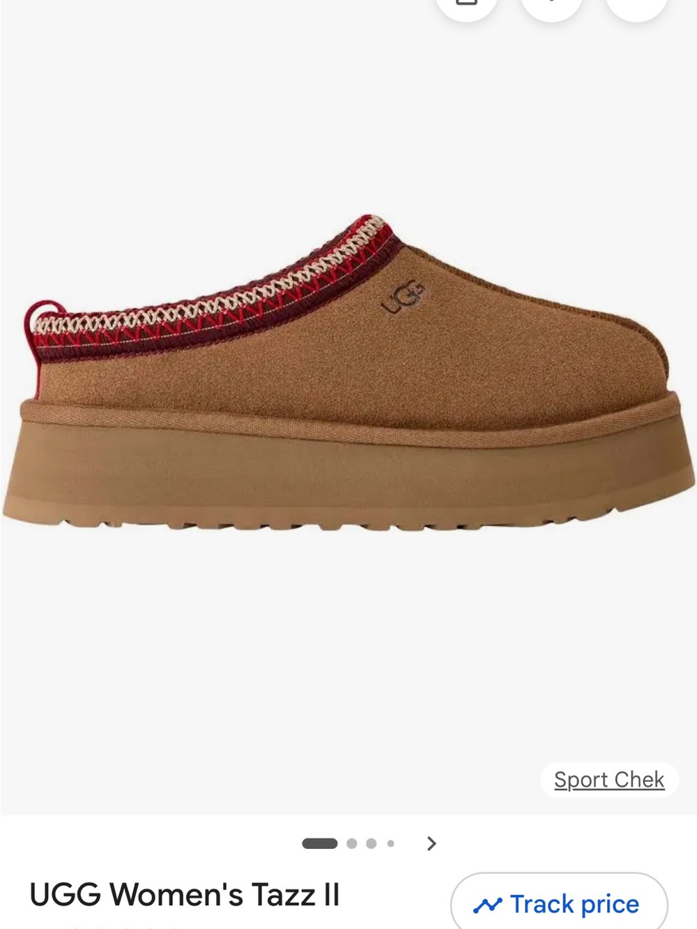 UGG Tazz Platform Slippers | Chestnut Suede Slip-On Loafers with Red Trim